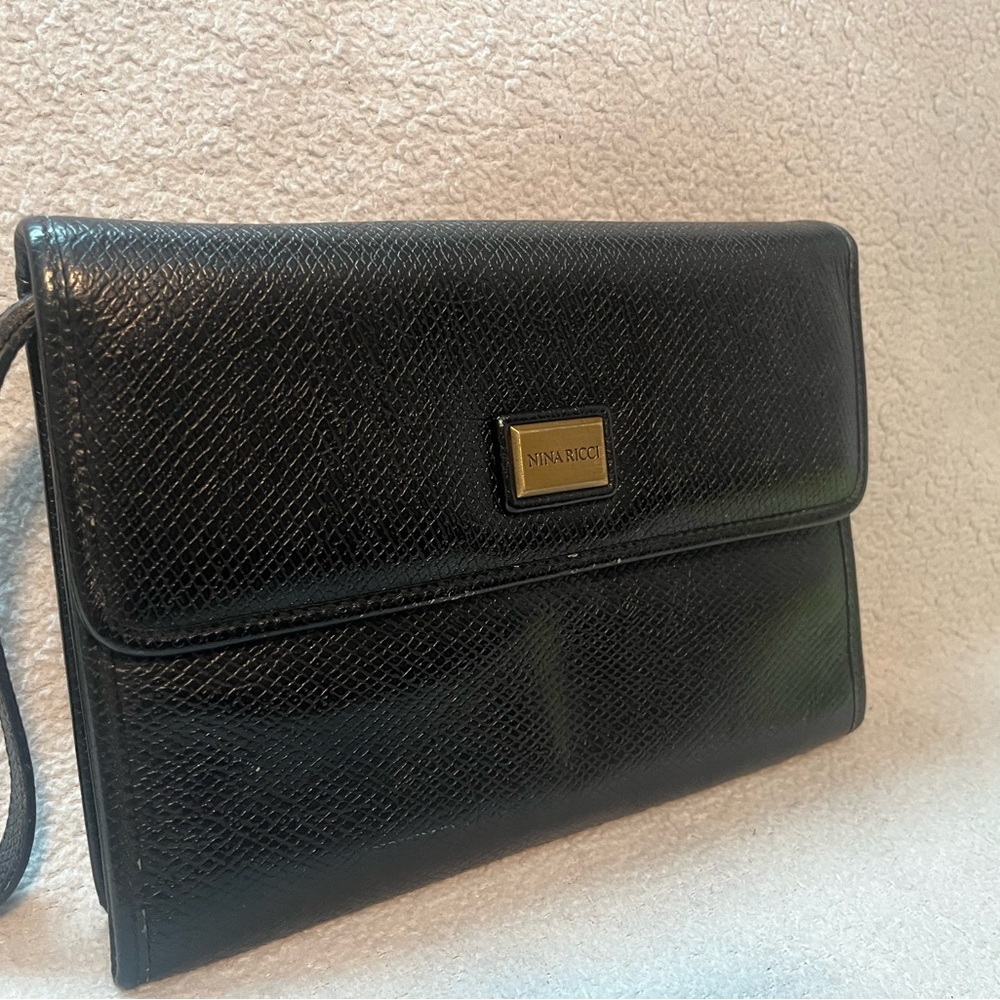 Nina Ricci Black Leather Clutch/Wristlet - Picture 2 of 13